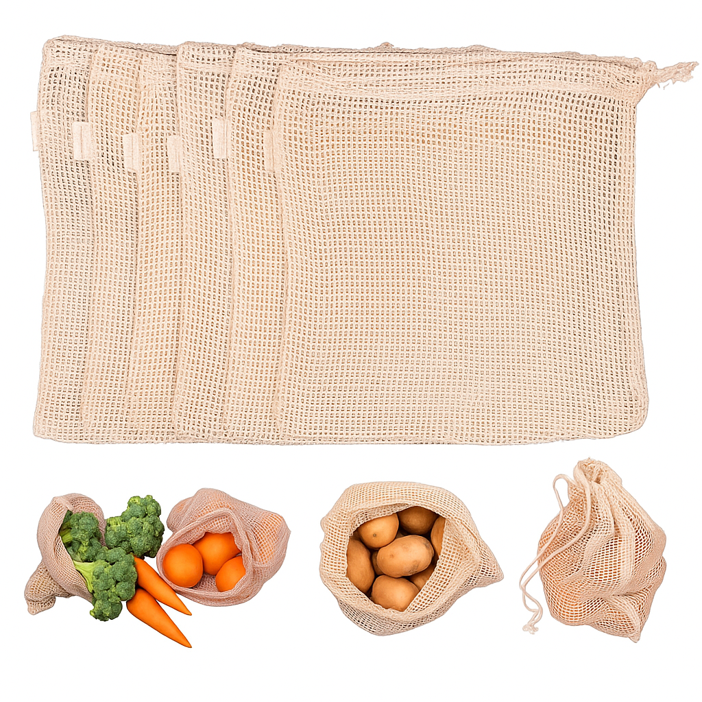 Cotton Mesh Produce Bags - Set of 6
